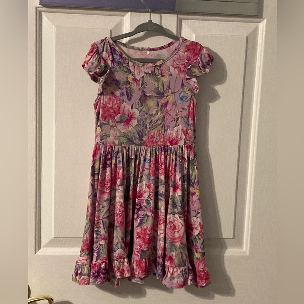 Posh Peanut Pink and Purple Floral Twirl Dress 5T-6T